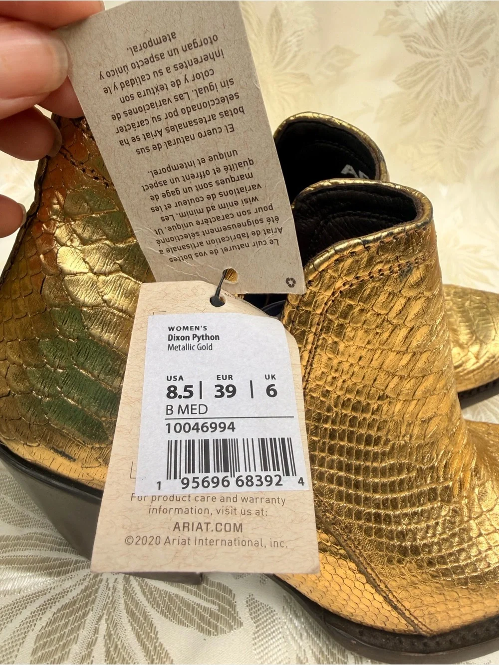 Ariat Womens Gold Python Leather Ankle Boots